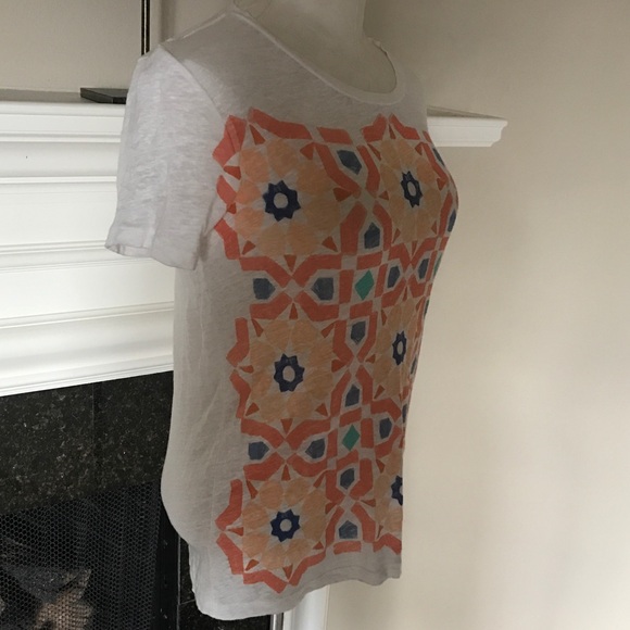 EUC J Crew Linen Moroccan Tile Tee - Picture 4 of 7